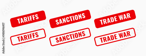 set of tariffs trade war sanction sign design