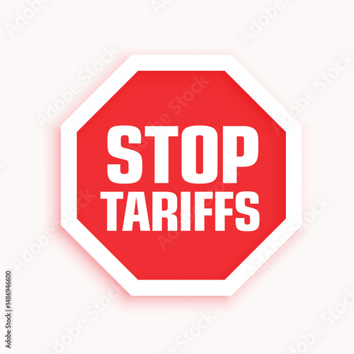 3d style stop tariffs policy symbol design