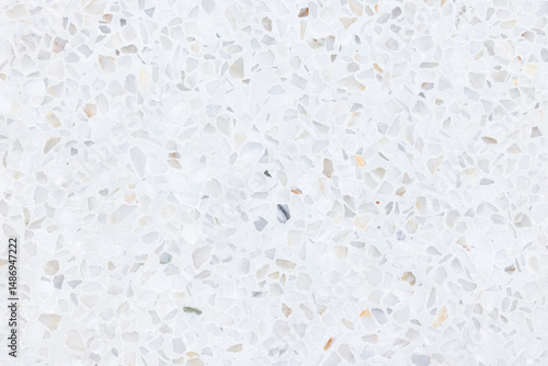 Terrazzo floor consistent surface seamless pattern in top view. Polished smooth surface of marble, stone and white concrete for architecture design, decoration interior exterior and background.
