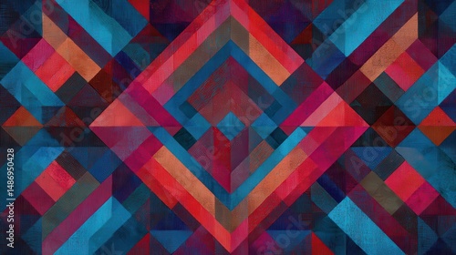 Intricate geometric pattern of vibrant colors.
