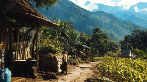 Child in Traditional Village, Mountainous Southeast Asia