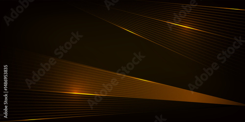 Abstract golden lines shine on the dark background. Basic RGB