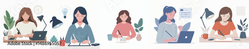 vector of woman writing