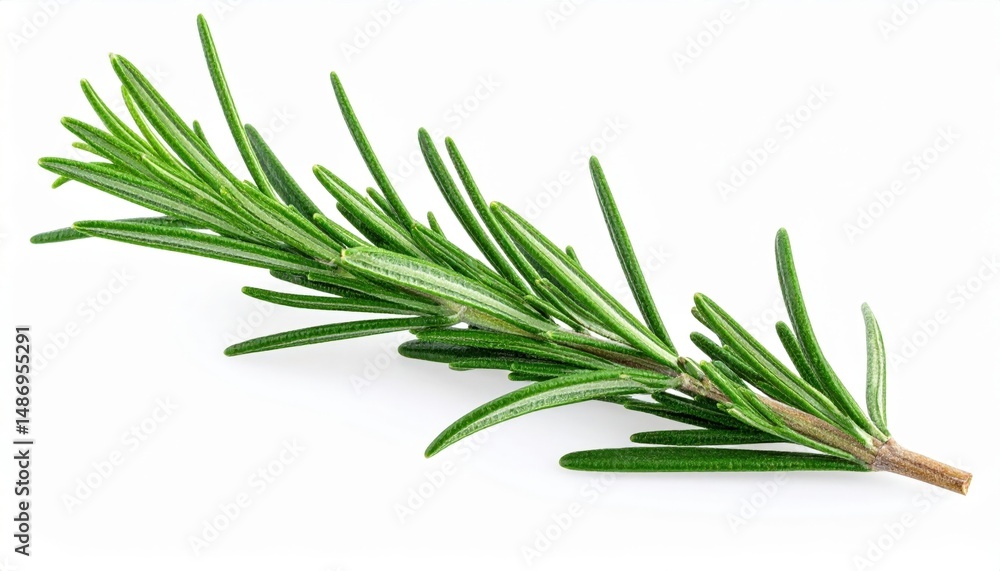 Fototapeta premium Fresh Rosemary Sprig On White Background