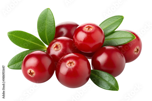 cherries with leaves isolated on white