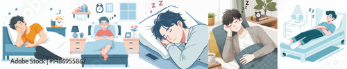 vector of young man sleeping
