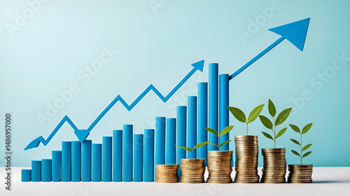 interest rates and dividends, investment returns, income, retirement Compensation fund, dividend tax, Fixed Deposit, Savings Account, Stocks, Finance and investment business growth arrow graph.