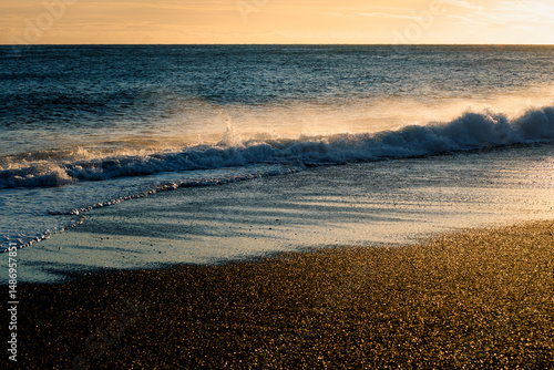 Reynisfjara black sand beach at sunseet time, Vik, Iceland