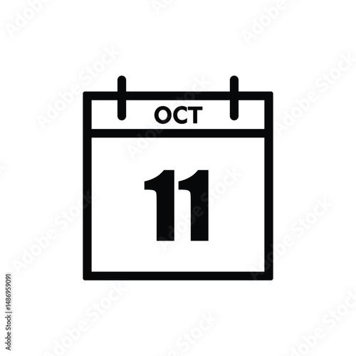 calender icon, 11 october icon with white background
