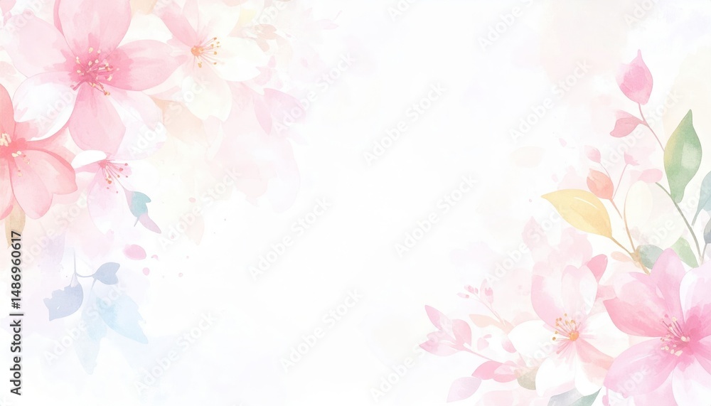 Fototapeta premium Delicate Watercolor Floral Background