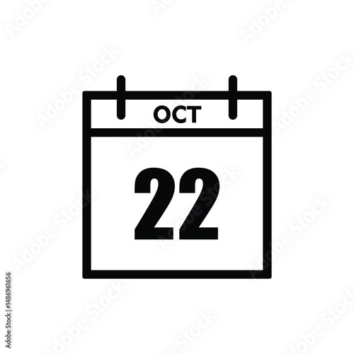 calender icon, 22 october icon with white background