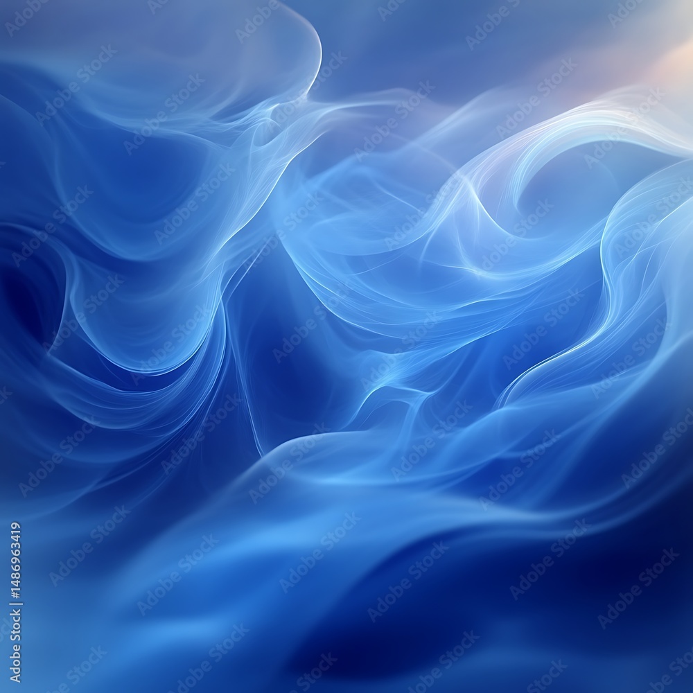 Obraz premium Abstract swirling blue smoke, ethereal and dreamy
