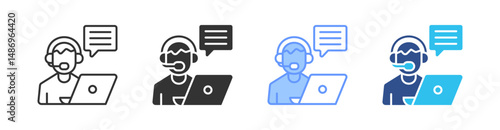 Call Center Multi Style Icon Set Vector 