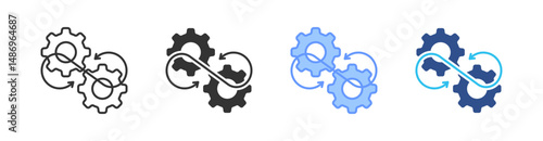 Integration Multi Style Icon Set Vector 