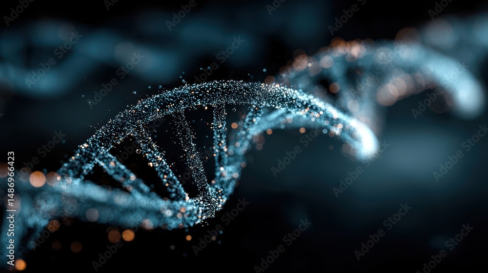 A spiraling double helix structure of genetic material. A spiraling double helix structure of genetic material.