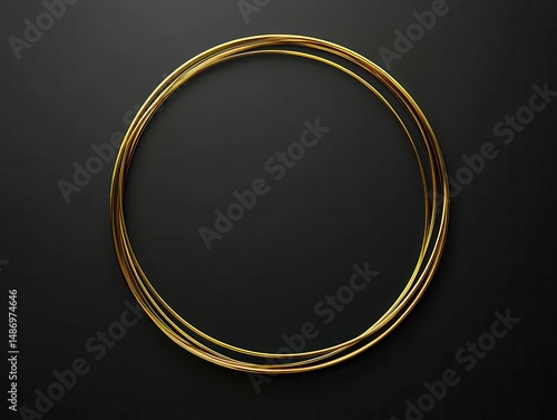 Elegant double golden circle frame on dark background
