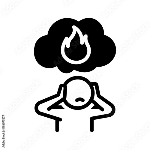 Vector solid black icon for Ptsd
