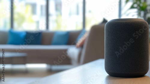 Smart Speaker in Modern Living Room Ambiance