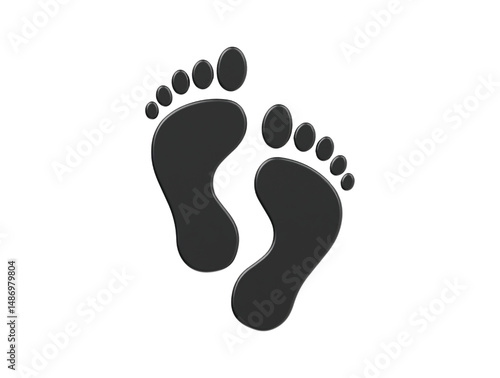 3d footprint icon render illustration