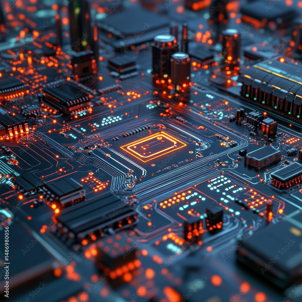 Futuristic Circuit Board Close-up (1)