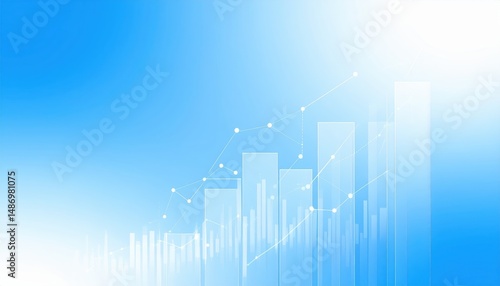 Abstract Blue Background Showing Growth Chart and Data Visualization for Business Success