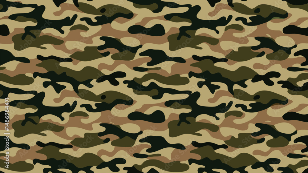Fototapeta premium Classic green army camouflage seamless vector pattern – perfect for military, outdoor, or tactical design themes.