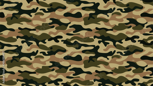 Classic green army camouflage seamless vector pattern – perfect for military, outdoor, or tactical design themes.
