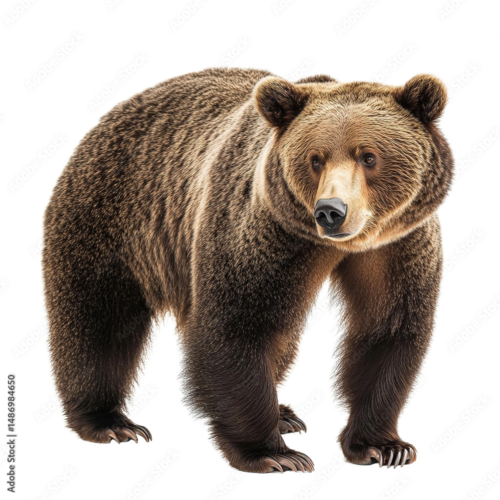 Fototapeta premium Full Body Brown Bear Isolated on Transparent PNG Background 
