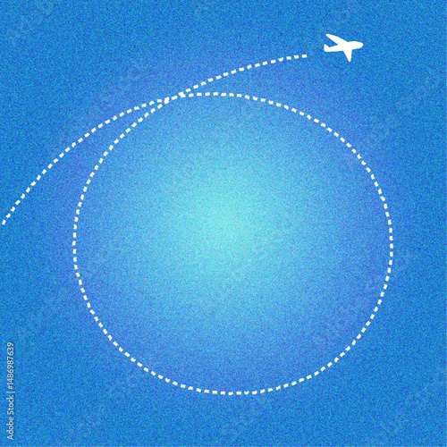  レトロな青い空を飛ぶ飛行機のポスター掲示のコピースペース有りイラスト背景3

