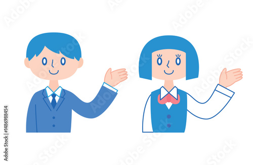 案内をする学生のイラスト（主線なし）