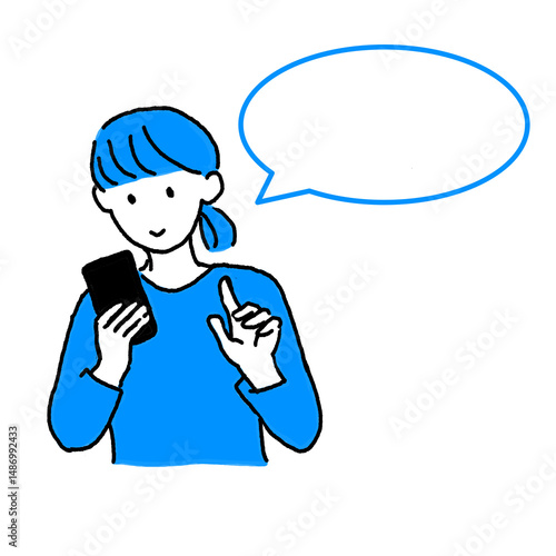 スマホをさわる女性