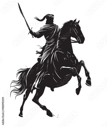 Drawing_of_Silhouette_of_Arabian_Knight_with_Sword