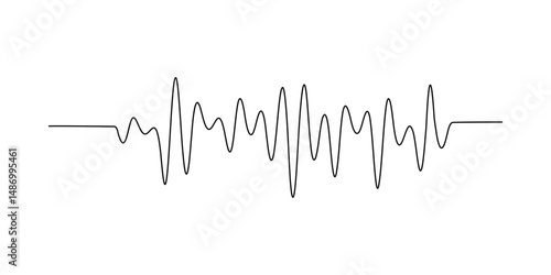 Line sound wave music audio icon one art voice continuous hand. Podcast line sound soundwave noise sketch drawn drawing doodle outline recording frequency vocal waveform microphone background vector
