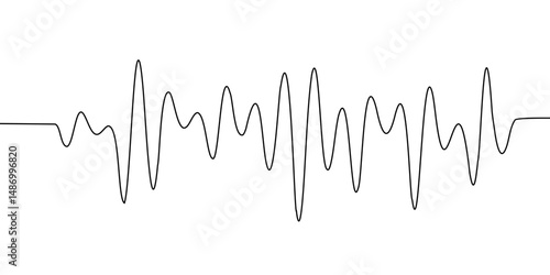Sound line wave music audio icon one art voice continuous hand. Wave podcast line sound soundwave noise sketch drawn drawing doodle outline recording frequency vocal waveform microphone background