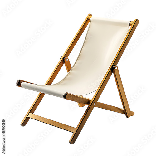 Elegant Reclining Wooden Beach Chair with a Refined Isolated on Transparent Background