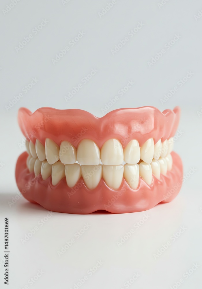 Fototapeta premium Complete Denture: A Realistic Pink and White Full Set