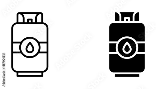 gas cylinders icons set. Outline set of industrial gas cylinders vector icons on white background