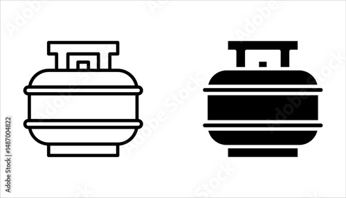 gas cylinders icons set. Outline set of industrial gas cylinders vector icons on white background