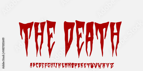 Gothic font, Savage, medieval dark y2k alphabet, letter typography print, dark vintage scary typeface. Rock poster sign, handwritten graffiti, hardcore calligraphy. Gothic font design