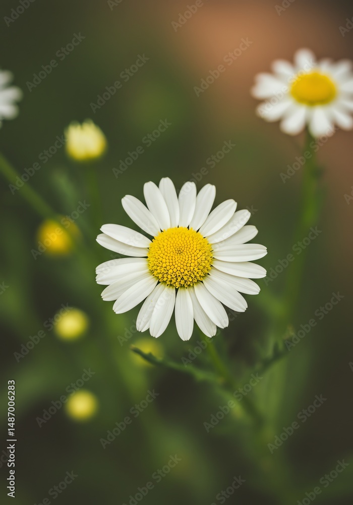 Fototapeta premium Daisy Delight: A Close-Up Botanical Study in Soft Focus