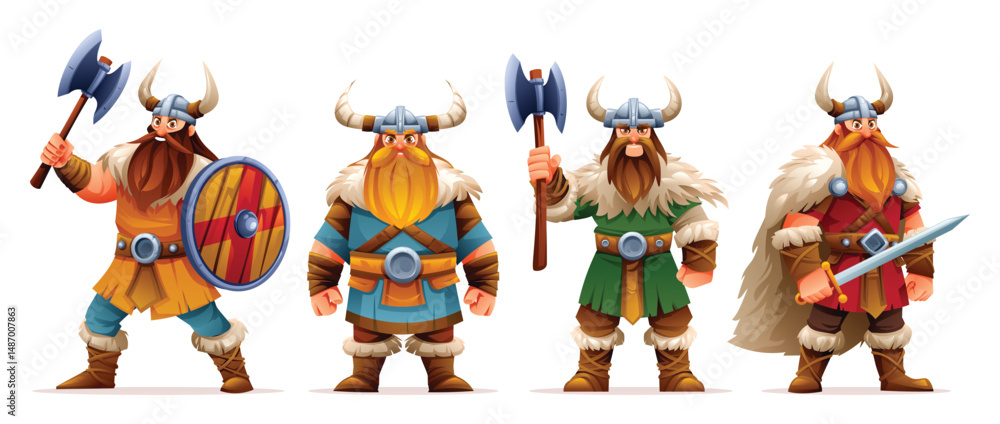 custom made wallpaper toronto digitalCollection of Viking character with variety of weapons including axes and shields. Vector cartoon illustration
