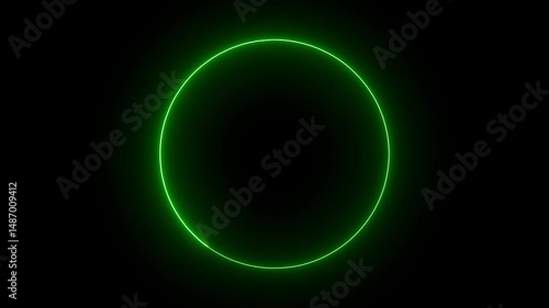 neon exclamation icon with neon circle animation on a black background.