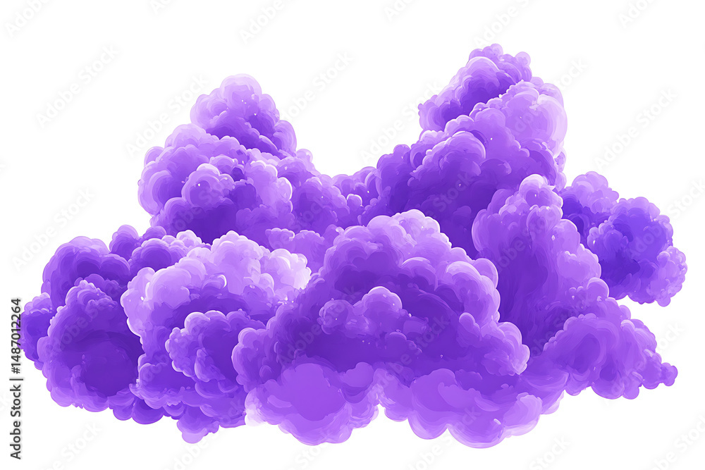 Vibrant purple clouds billowing in a whimsical sky, creating a dreamy atmosphere Vibrant purple clouds billowing in a whimsical sky, creating a dreamy atmosphere
