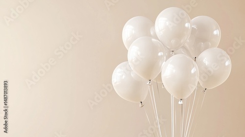 Wallpaper Mural White Balloons Against a Beige Background Torontodigital.ca