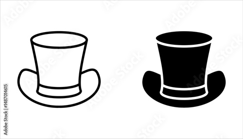 Top hat icon set. Gentleman symbol on white background