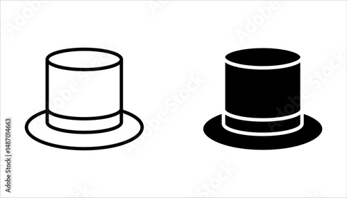 Top hat icon set. Gentleman symbol on white background