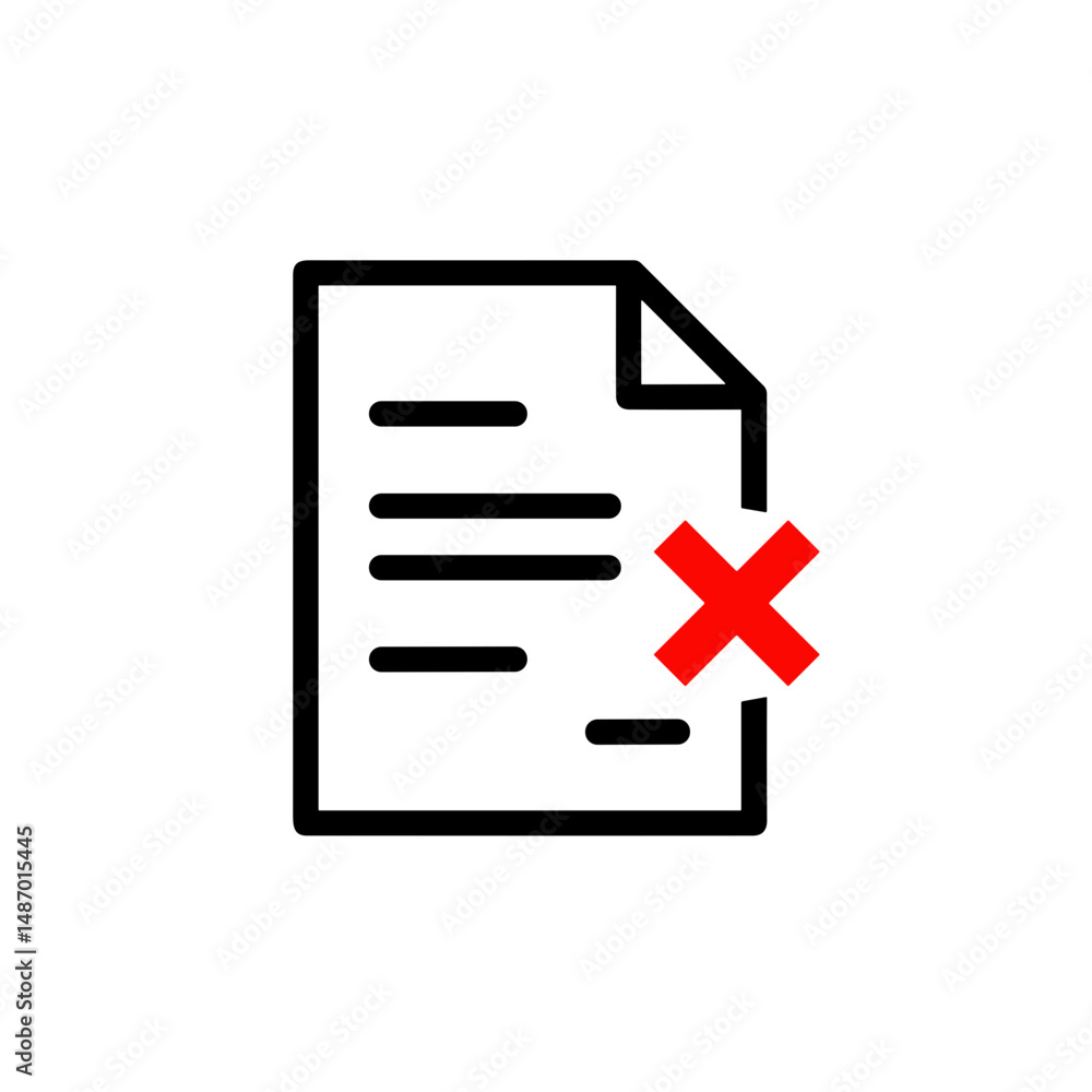Document icon with red cross indicating deletion or error Document icon with red cross indicating deletion or error