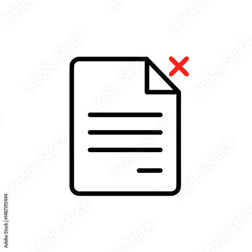 Document with red cross indicating cancellation or rejection  