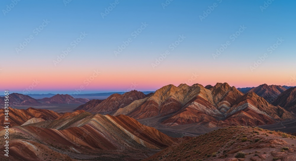 Naklejka premium Colorful mountain landscape at dawn