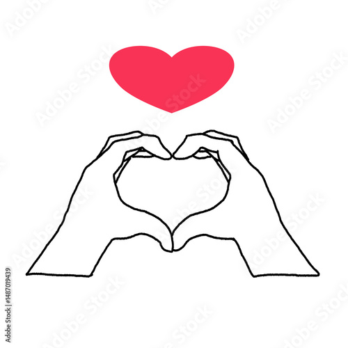 手でハートを作るイラスト